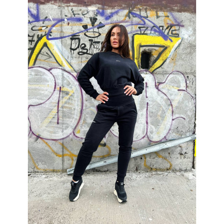 NEBBIA : ШТАНИ HIGH-WAIST LOOSE FIT SWEATPANTS "FEELING GOOD" 409 "BLACK"