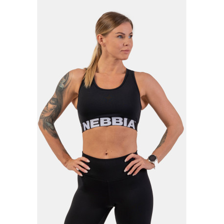 NEBBIA : ТОП MEDIUM IMPACT CROSS BACK SPORTS BRA 410 "BLACK"