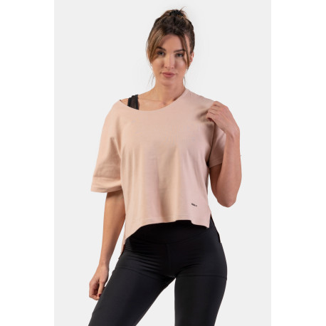 NEBBIA : ТОП ORGANIC COTTON LOOSE FIT "THE MINIMALIST" CROP TOP 417 "SALMON "