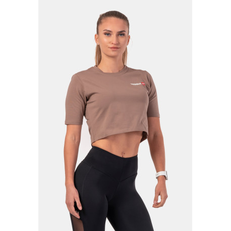 NEBBIA : ТОП MINIMALIST LOGO NEBBIA CROP TOP 600 "BROWN"