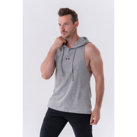 NEBBIA : МАЙКА FITNESS TANK TOP WITH A HOODIE 323 LIGHT GREY