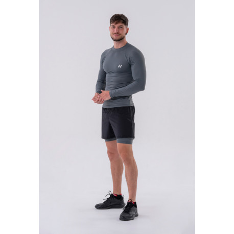 NEBBIA : ШОРТИ DOUBLE-LAYER SHORTS WITH SMART POCKETS 318 GREY