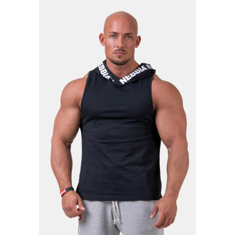 NEBBIA : МАЙКА С КАПЮШОНОМ NO EXCUSES TANK TOP WITH A HOODIE 173 BLACK