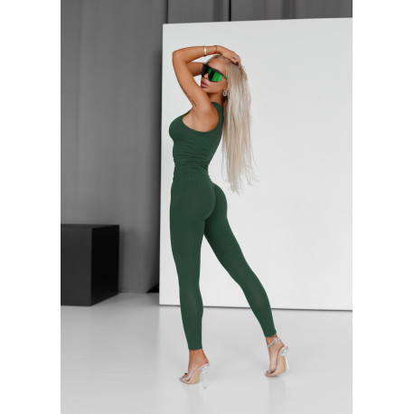 NEBBIA : ЛЕГГІНСИ ORGANIC COTTON RIBBED HIGH-WAIST LEGGINGS 405 "DARK GREEN"