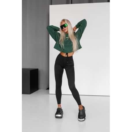 NEBBIA : ХУДИ LOOSE FIT CROP HOODIE ICONIC 421 "DARK GREEN"