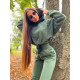 NEBBIA : ХУДІ LOOSE FIT CROP HOODIE ICONIC 421 "DARK GREEN"