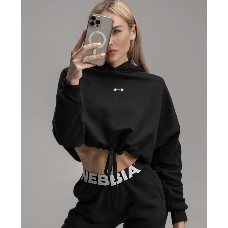 NEBBIA : ХУДІ LOOSE FIT CROP HOODIE ICONIC 421 "BLACK"