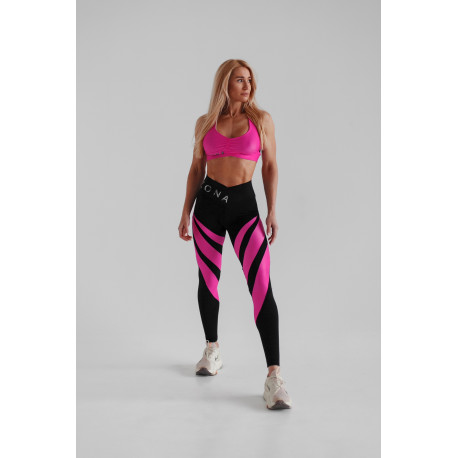 Fitzona : Леггинсы V-Belt Leggings Black with Pink Shiny