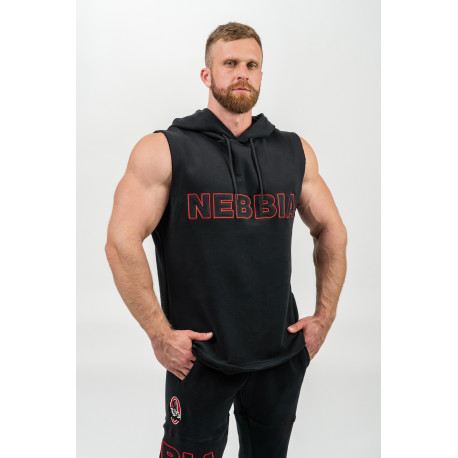 NEBBIA SLEEVELESS HOODIE SWEATSHIRT IRON BEAST 710 BLACK BFSTORE