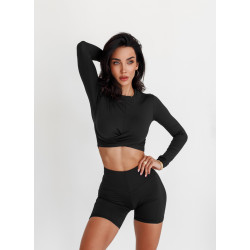 NEBBIA : ТОП CROPPED LONG SLEEVE TOP ELEVATED 468 "BLACK"