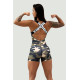 NEBBIA : КОМБИНЕЗОН ONE-PIECE WORKOUT BODYSUIT 5″ GYM RAT 512 "CAMO GREEN"