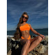 NEBBIA : ТРУСИКИ HIGH CUT V-SHAPE BIKINI BOTTOM NEON 455 " ORANGE"