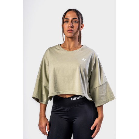 NEBBIA : ФУТБОЛКА Oversized Cropped Tee JUST FLOW 431 "Light Green"