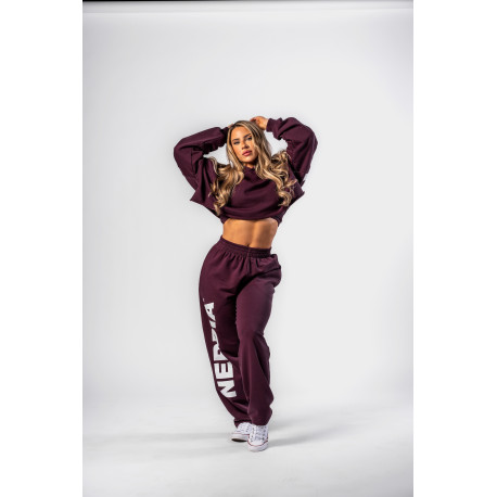 NEBBIA : ШТАНЫ Loose-Fit Baggy Pants BOYFRIEND STYLE 432 "Dark Red"