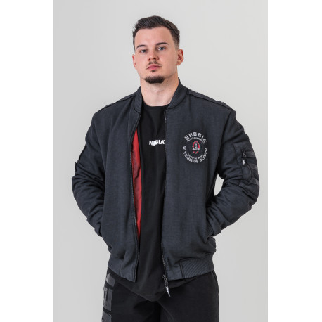 NEBBIA : БОМБЕР Washed Men's Bomber Jacket LEGEND 794 Black
