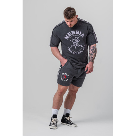 NEBBIA : ШОРТЫ Washed Sweat Shorts LEGEND 786 Black