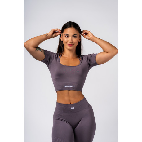 NEBBIA :ТОП Shaping Crop Top FLOW SEAMLESS 499 "Dark Grey"