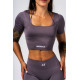 NEBBIA :ТОП Shaping Crop Top FLOW SEAMLESS 499 "Dark Grey"