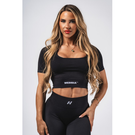 NEBBIA :ТОП Shaping Crop Top FLOW SEAMLESS 499 "Black"