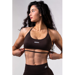 NEBBIA :ТОП Open-Back Sports Bra POWER 890 "Dark Brown"