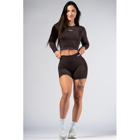 NEBBIA : ШОРТЫ High-Waist Push-Up Shorts POWER 893 "Dark Brown"