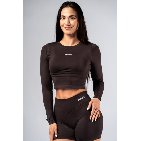 NEBBIA : ТОП Seamless Long-Sleeve Top POWER 892 "Dark Brown"