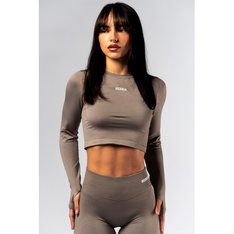 NEBBIA : ТОП Seamless Long-Sleeve Top POWER 892 "Light Brown"