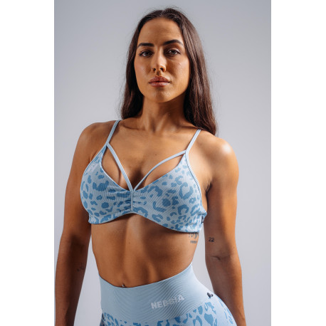 NEBBIA : ТОП Medium Support Leopard Sports Bra PRIMAL 854 "Blue Leopard"