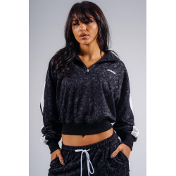 NEBBIA : КОФТА Half-Zip Leopard Sweatshirt PRIMAL 866 "Black Leopard"